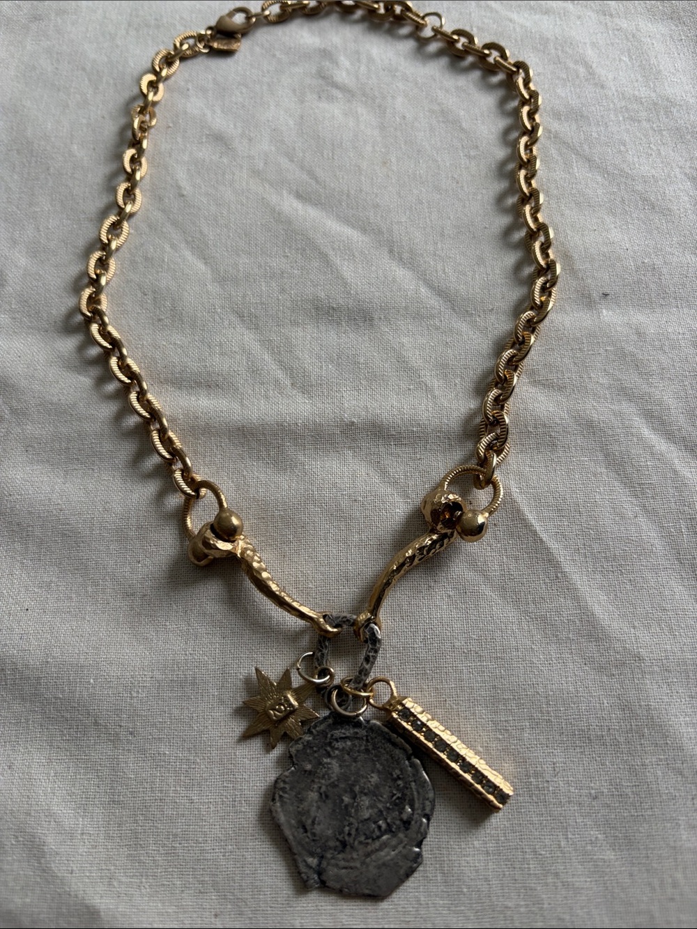 Tat2 Designs Gold Cluster Molat Horsebit Necklace